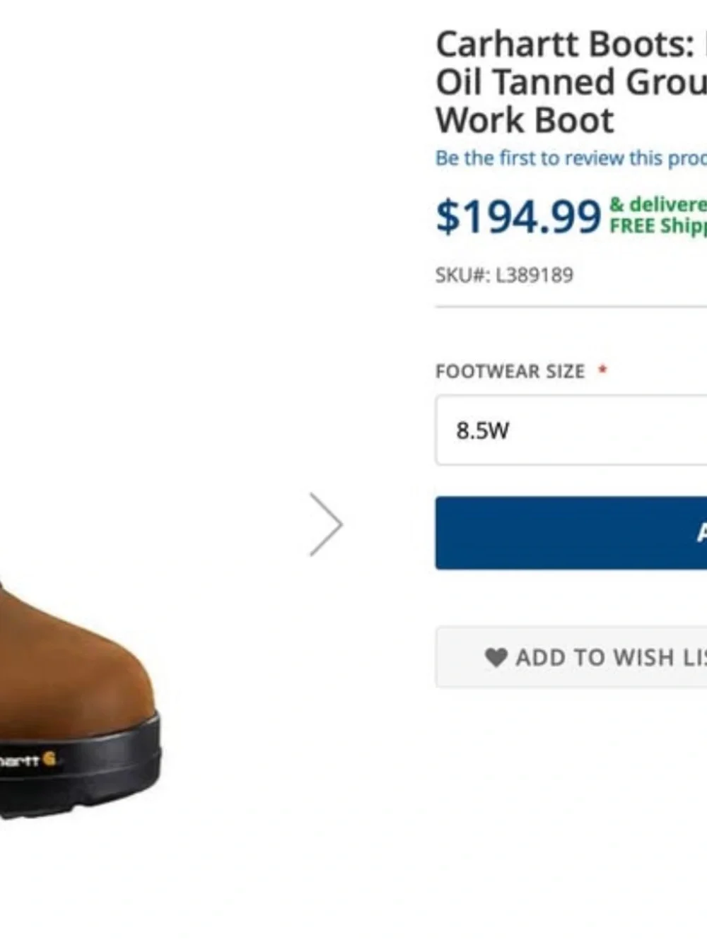 NEW SIZE 8.5 Carhartt Men’s CME8047 Ground Force 8’’ waterproof soft toe boot